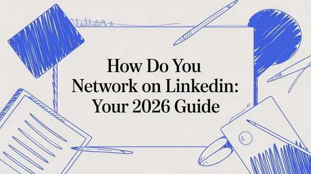 LinkedIn networking strategy illustration showing profile optimization and professional connections