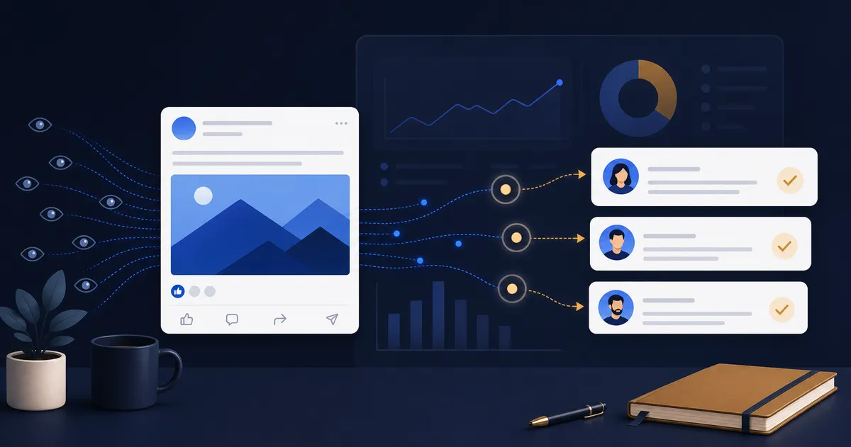 LinkedIn-style impressions flowing into highlighted engagement signals