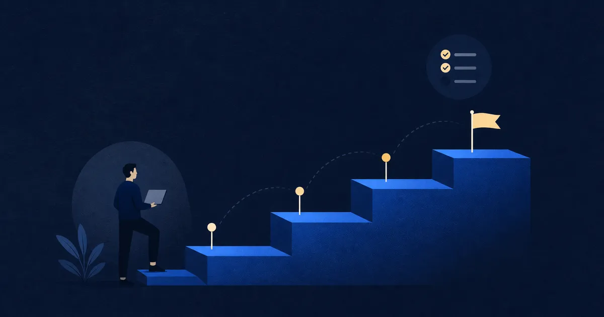A four-step founder-led sales staircase from first conversations to $100K ARR