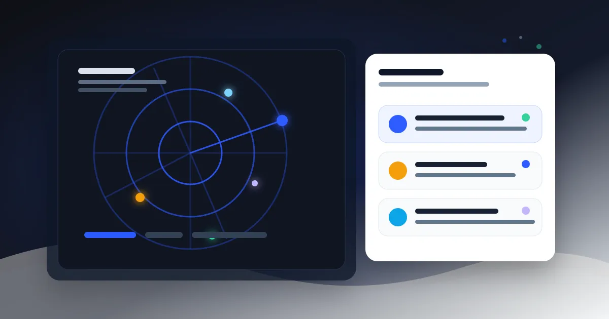 A radar-style dashboard showing LinkedIn social signals grouped into a short review list